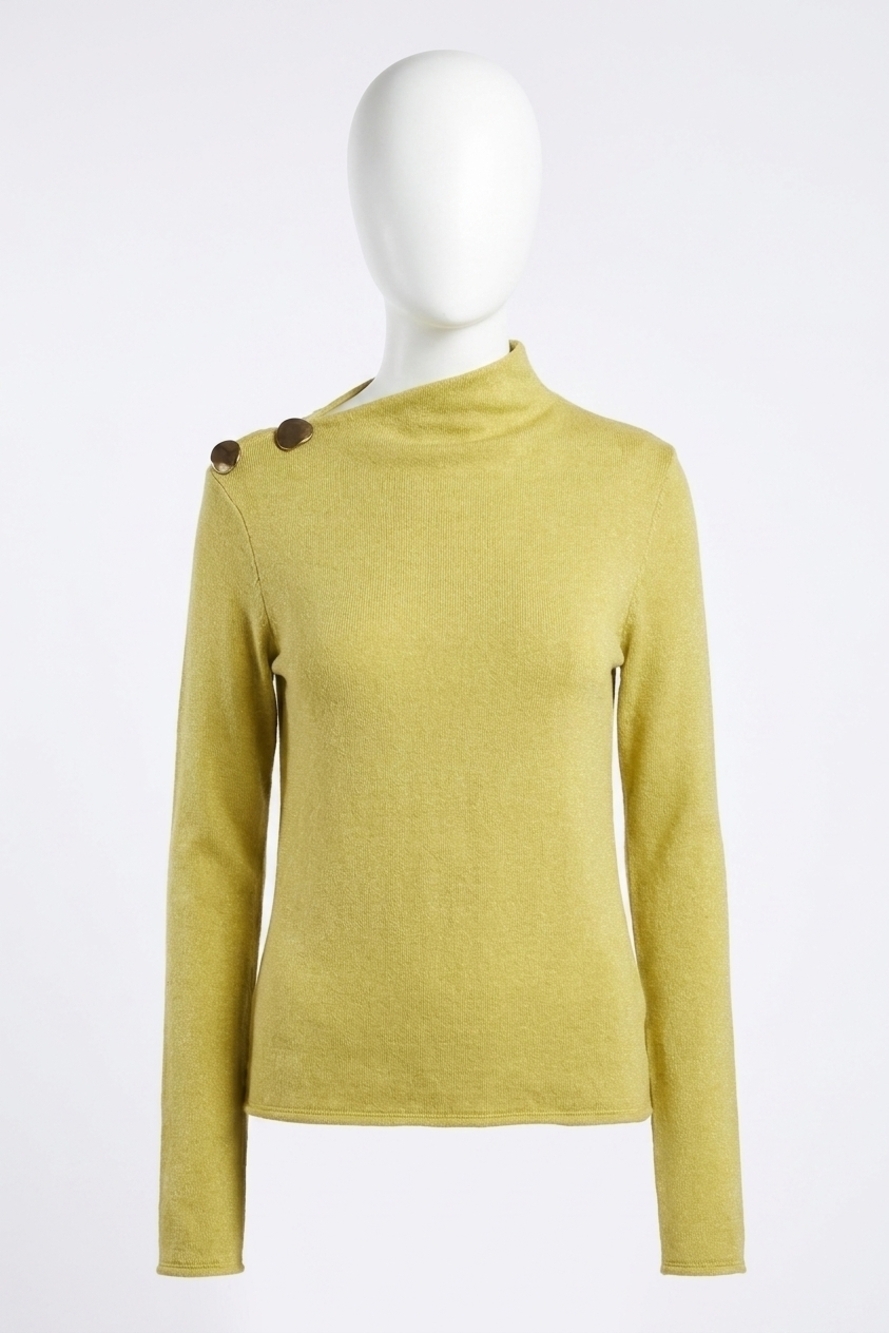 NEW LINE AND DOT adelyn mock neck sweater in chartreuse